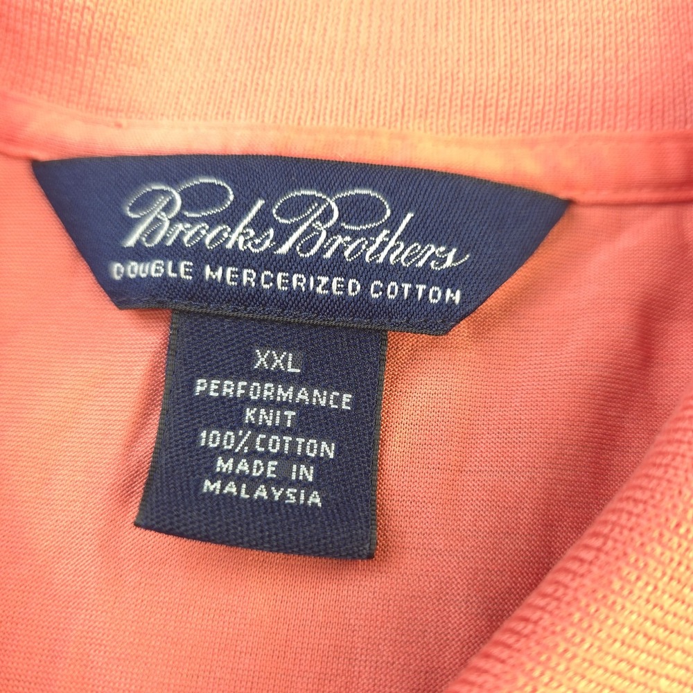 Brooks Brothers Polo Shirt 2XL Orange Solid Short Sleeve Performance Knit - Picture 3 of 7